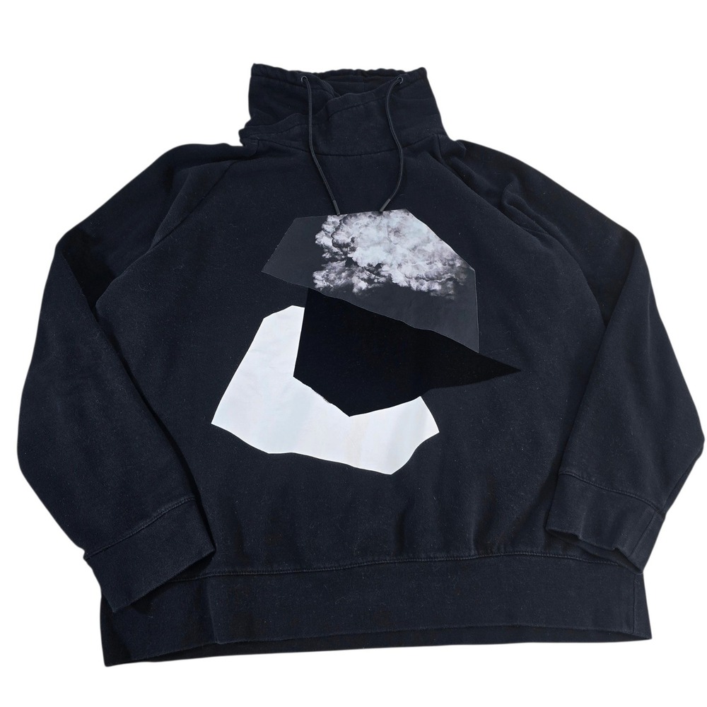 H&M Graphic Funnel Neck Sweatshirt Mens XL Black Cotton Abstract Streetwear